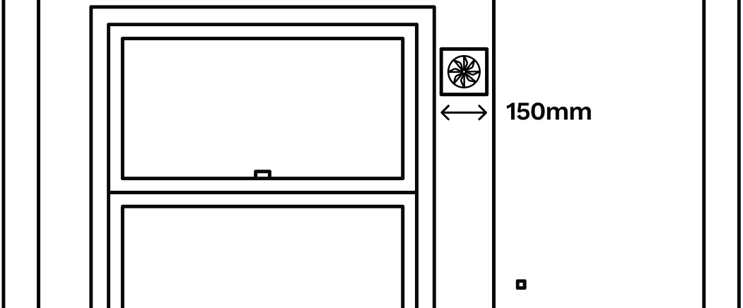 An illustration of the bare minimum space you'll need for an extractor fan