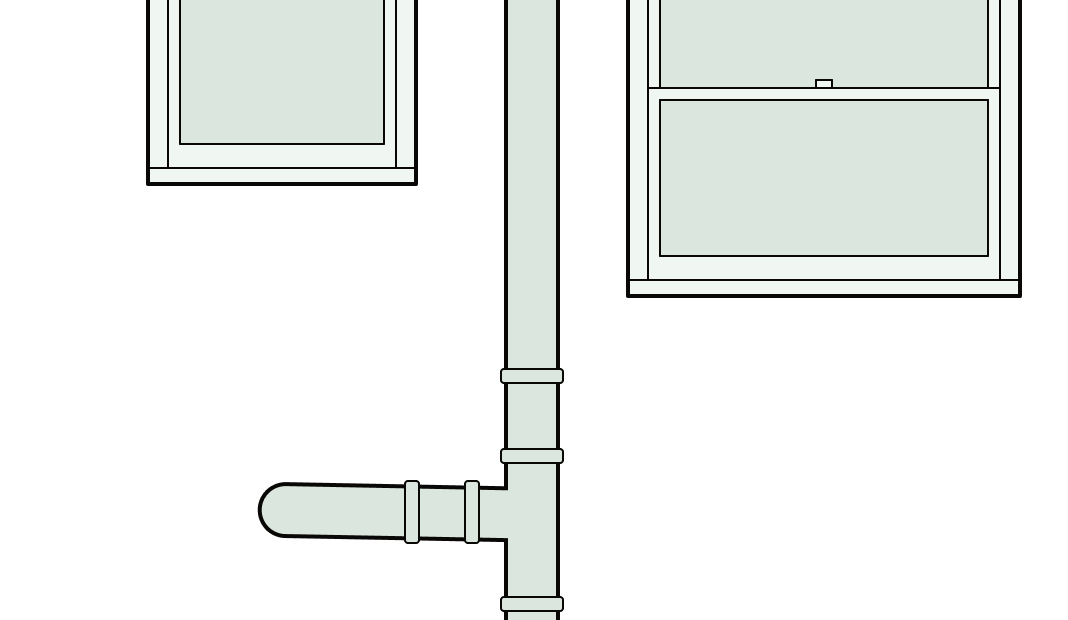 A household soil pipe running down an outside wall