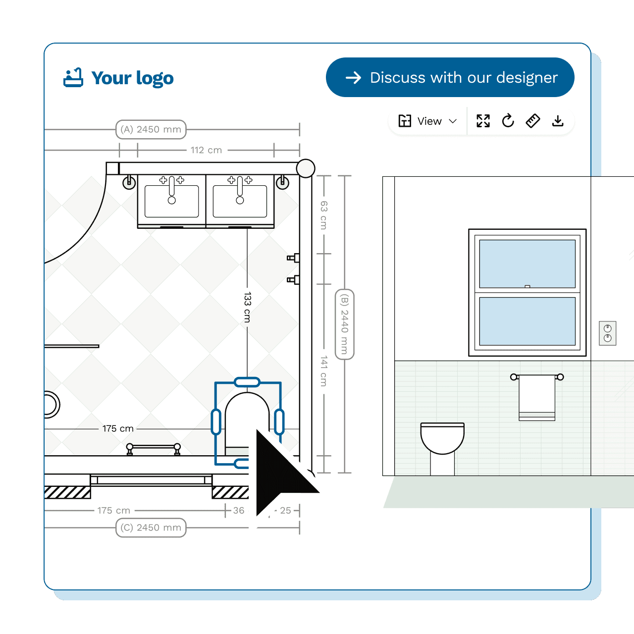 Floor planner tool for quick and easy room layout design and planning