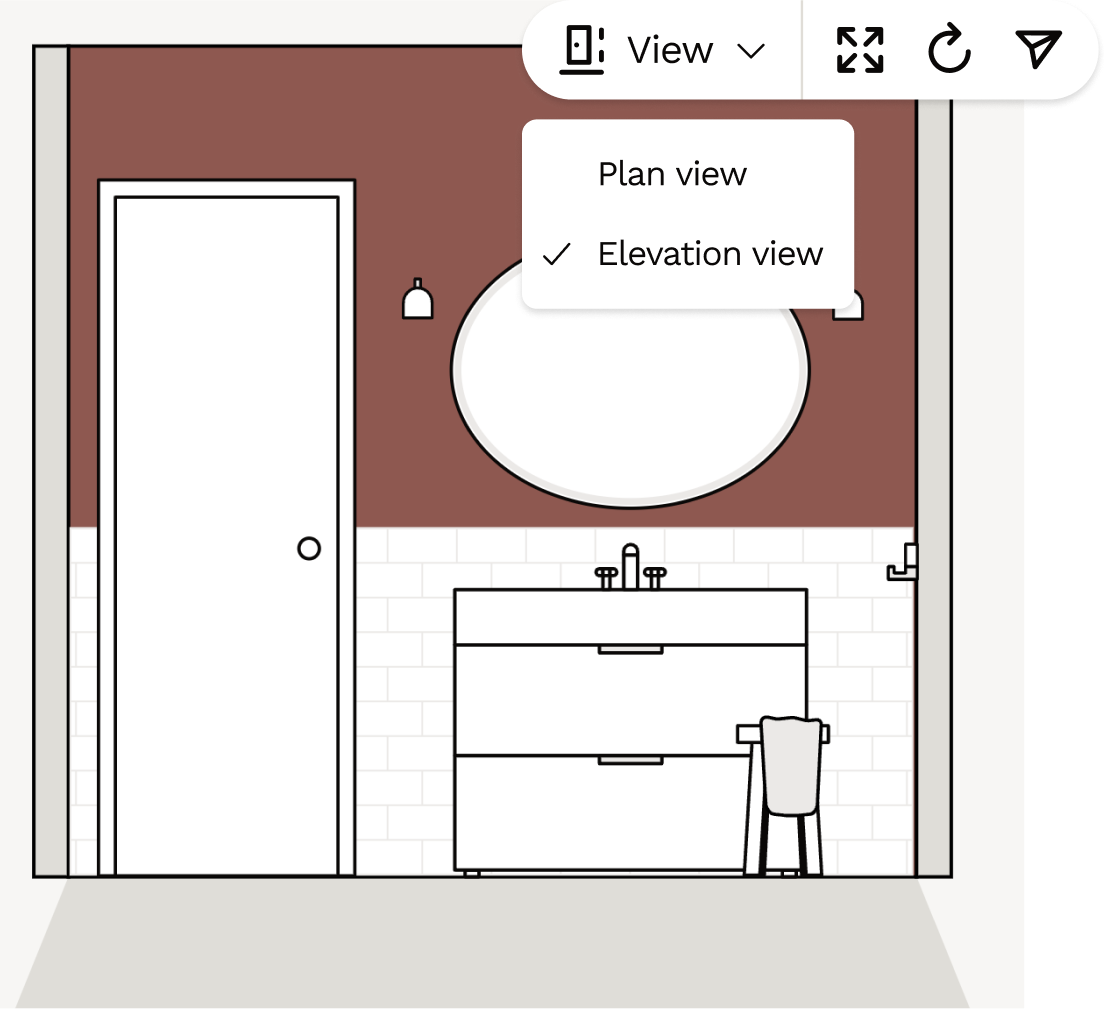 Bathroom wall elevation views to visualise your design and layout 