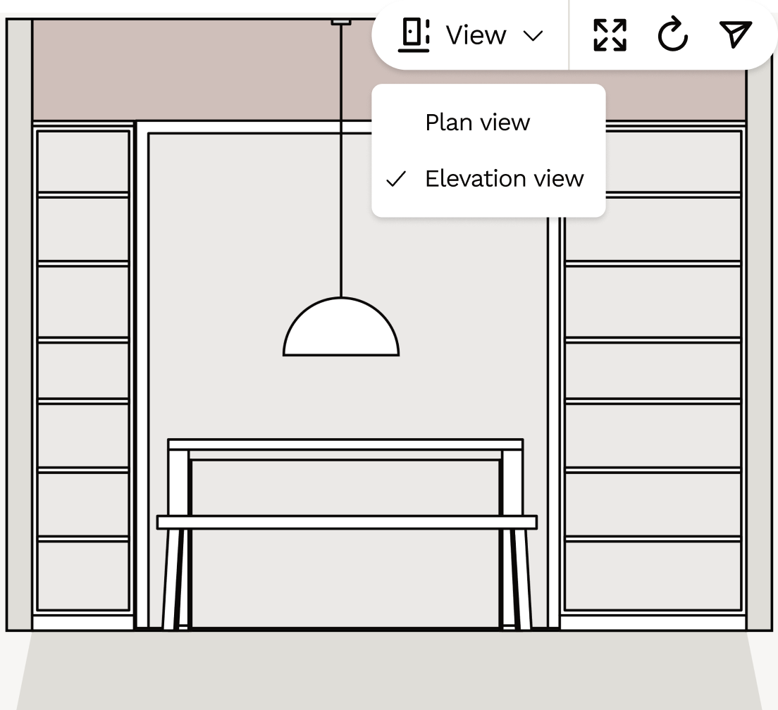 Dining room wall elevation views to visualise your design and layout 