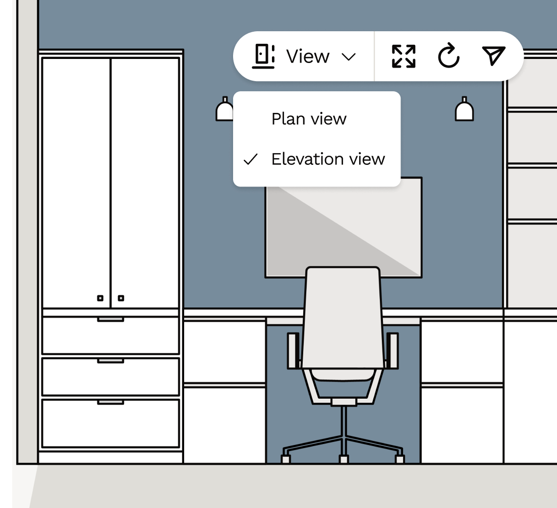 Home office wall elevation views to visualise your design and layout