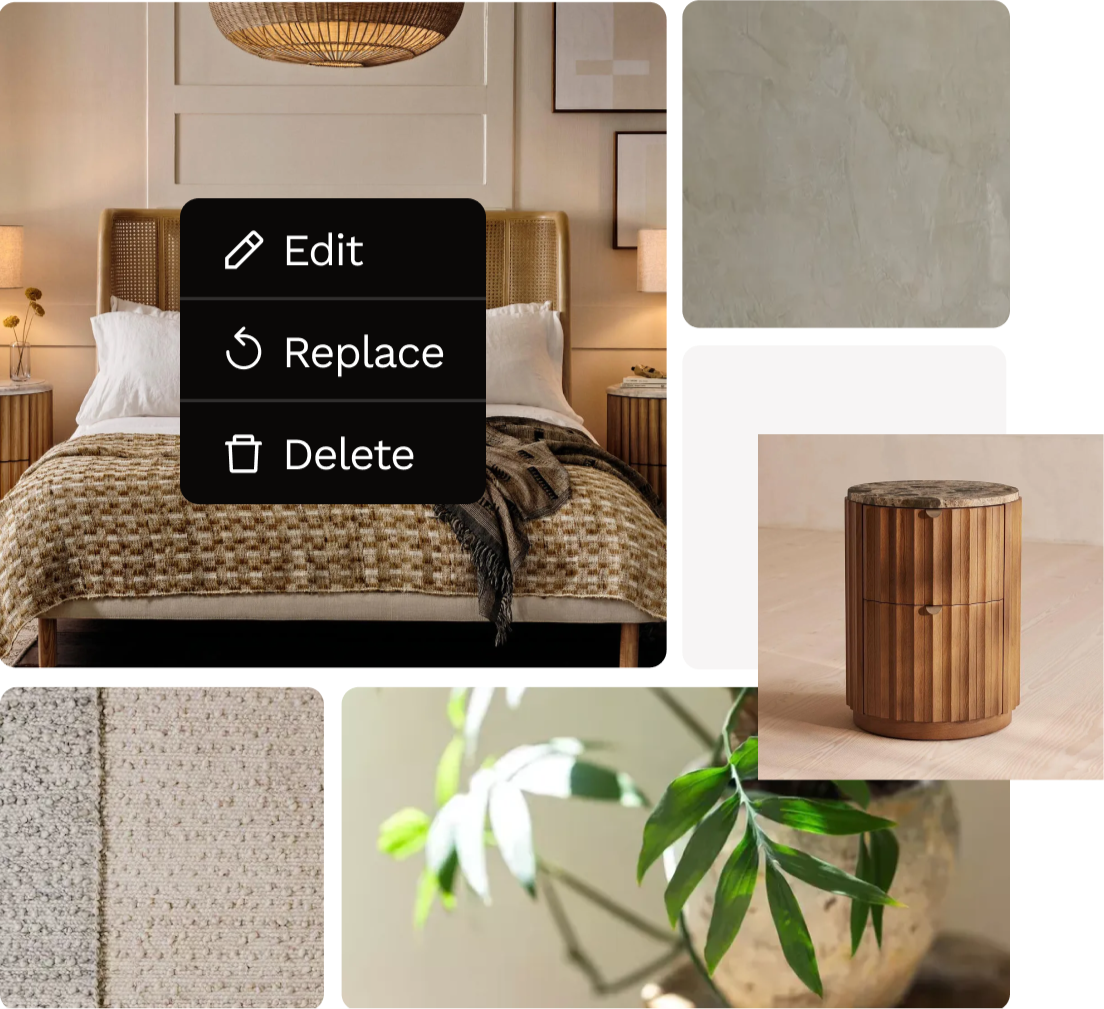 Simple moodboard to share the vision of the style you want to achieve with your bedroom renovation project