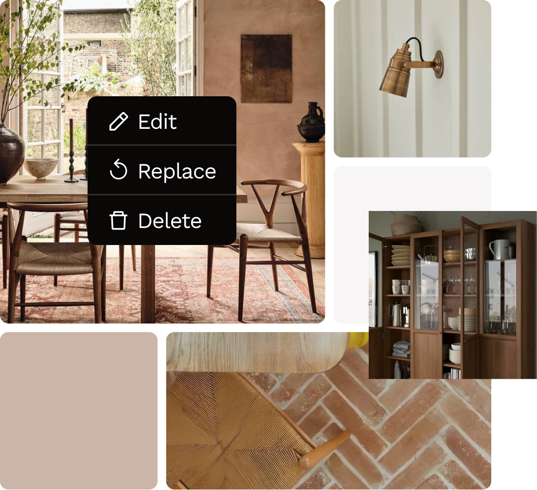 Create a moodboard to visualise the style you want for your dining room redesign