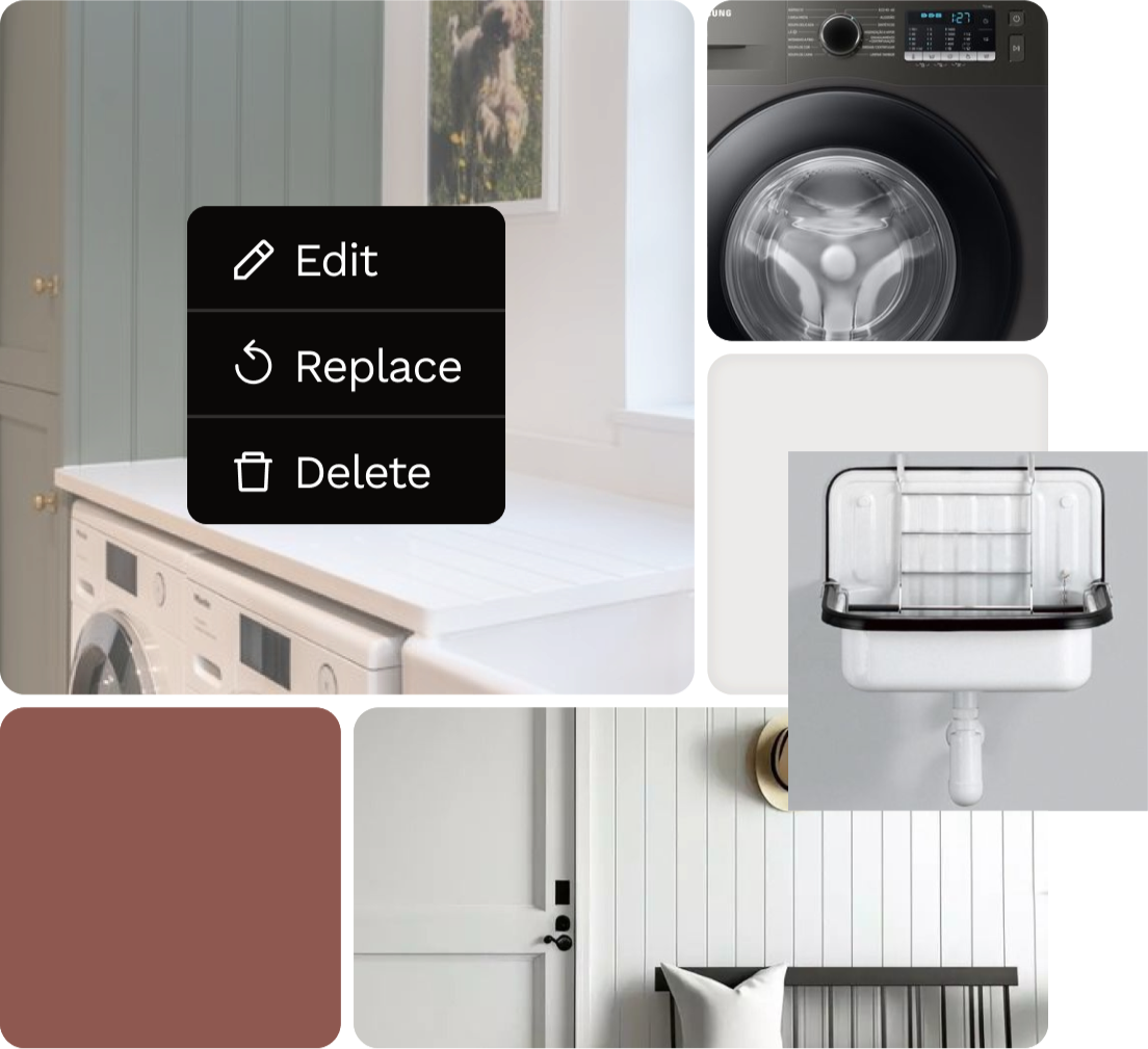 Simple moodboard to share the vision of the style you want to achieve with your utility renovation project