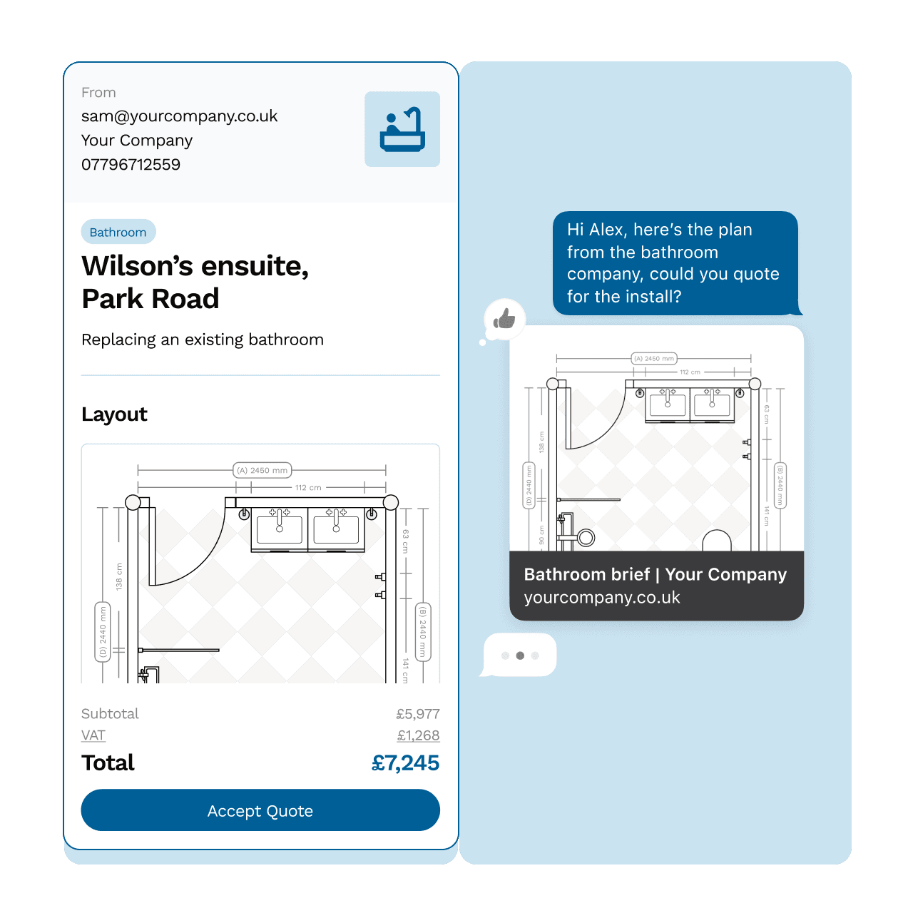 Module for adding your own prices and quotes - or enabling your customers to share their brief with installers