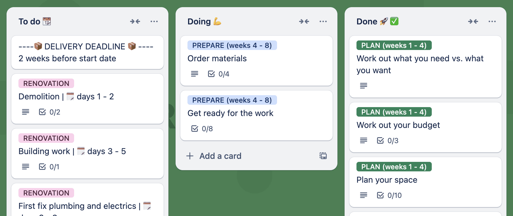 Trello Planner Template