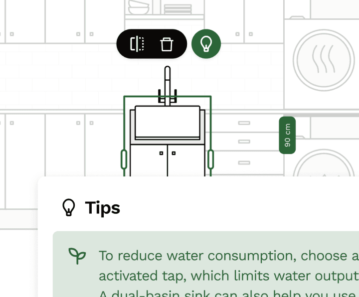 Example tip on tap choice to save on water consumption