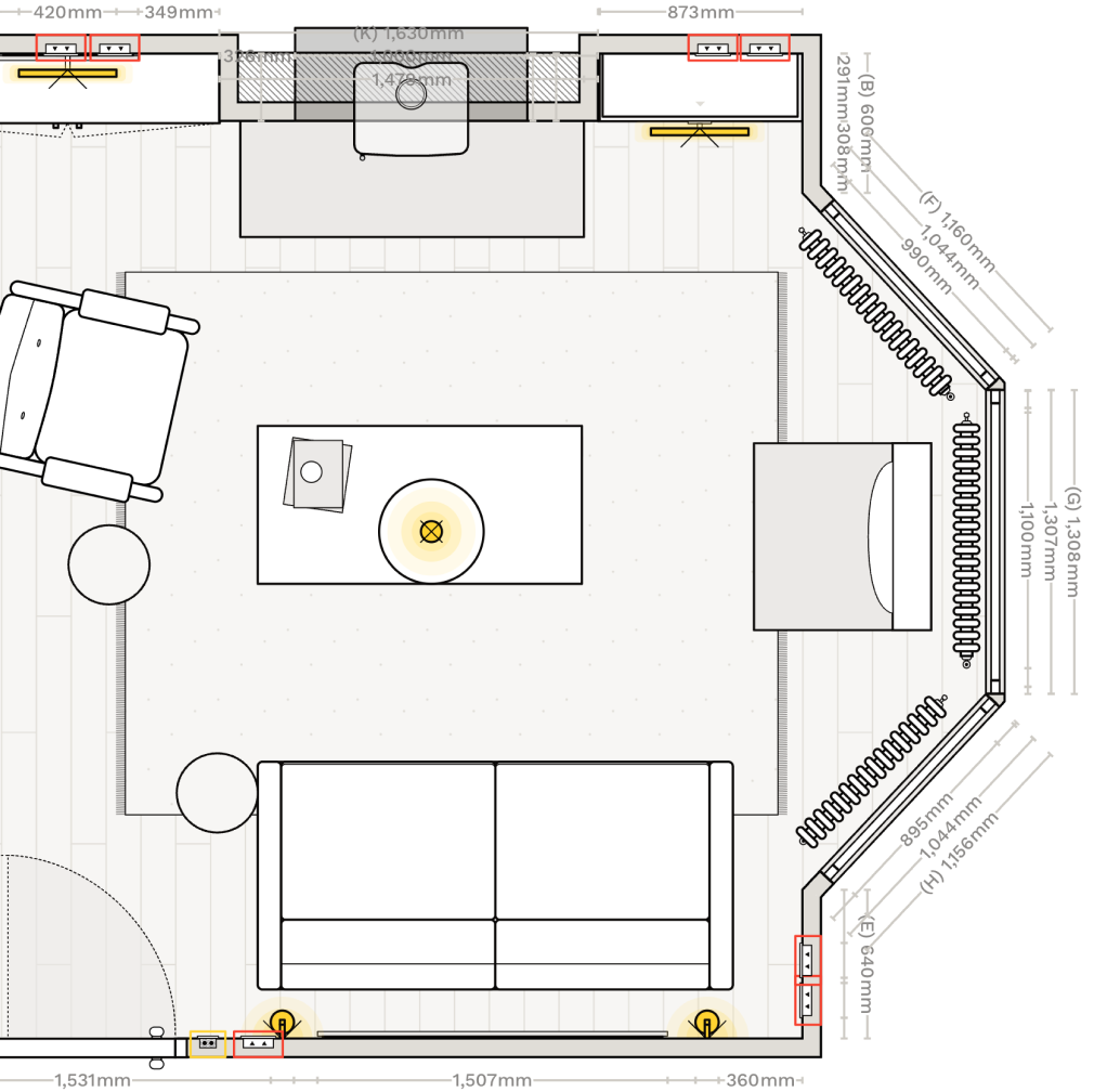 Lounge / living room floor planner room layout design and planning