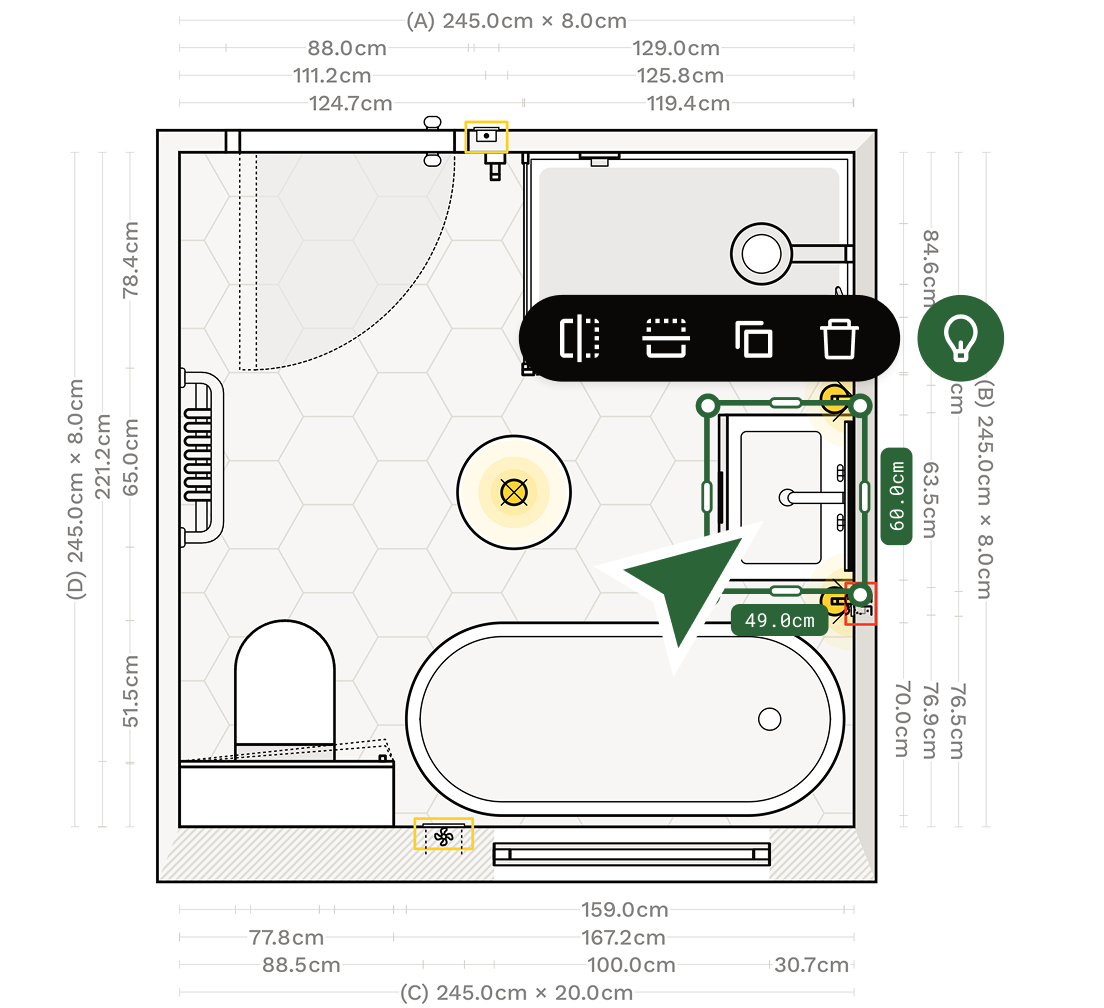 Floor planner tool for quick and easy room layout design and planning